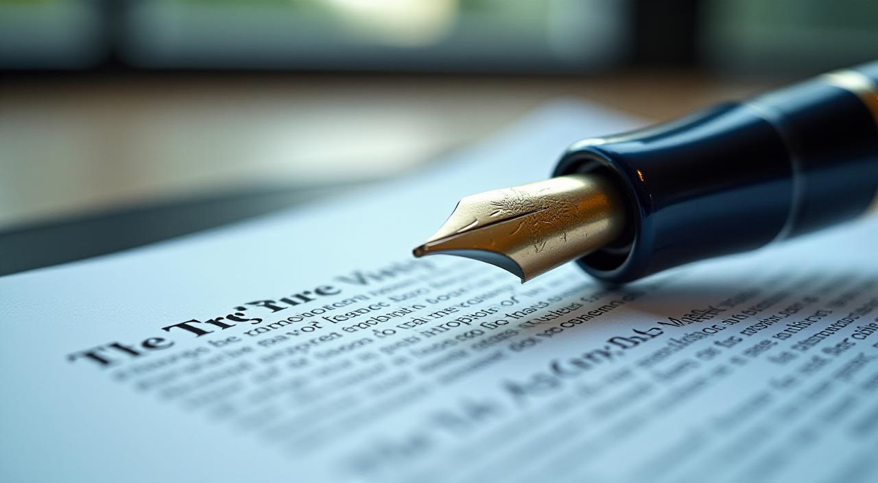 A legal professional reviewing a document with magnifying glass focusing on fine print