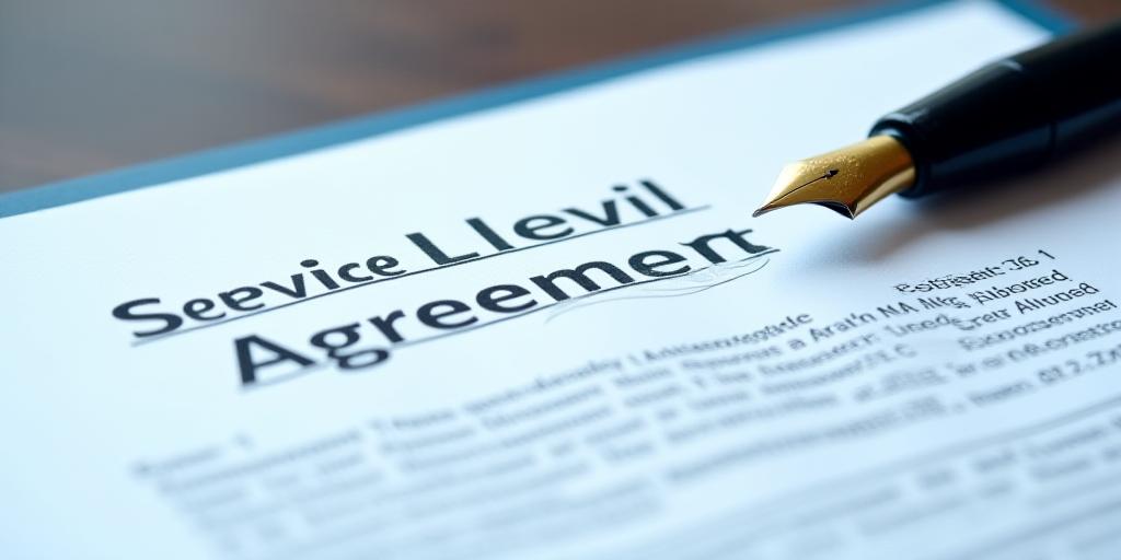 Close-up of a legal contract with a focus on Service Level Agreement text